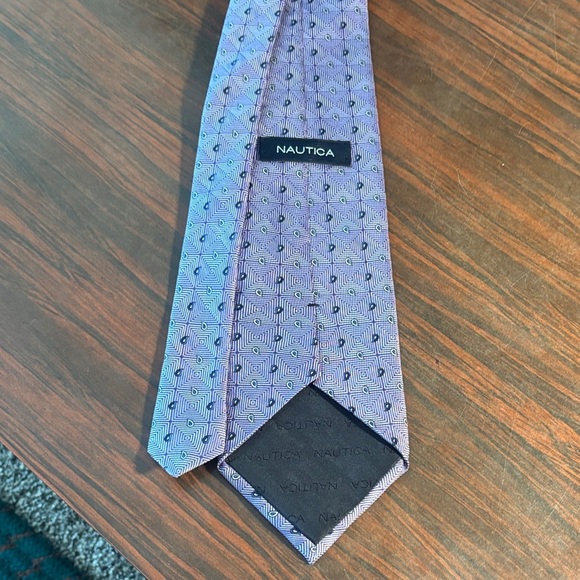 Nautica Geometric Blue Men's Tie - Picture 4 of 5